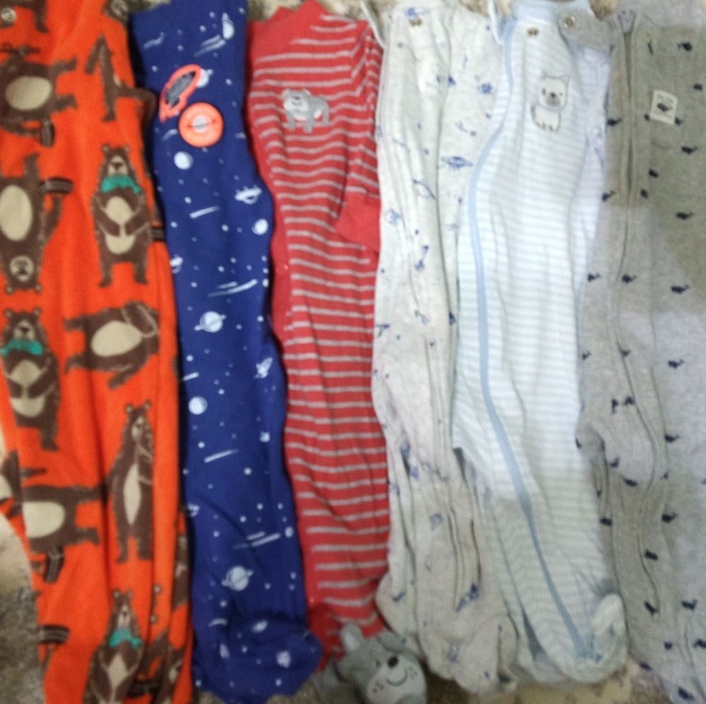 Bundle of six Carter's 6 footie pajamas